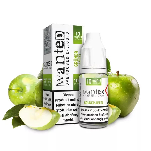 Wanted grüner Apfel 10mg Overdosed 10ml Nikotinsalzliquid STEUERWARE