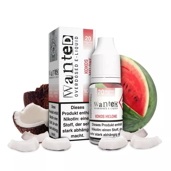 Wanted Kokos Melone 20mg Overdosed 10ml Nikotinsalzliquid STEUERWARE
